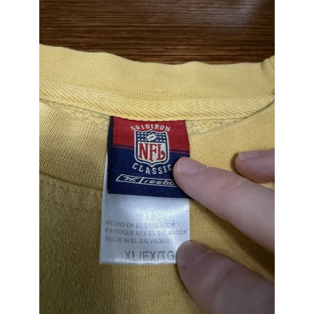 Vintage Pittsburgh Steelers Mens Size XL Reebok Gridiron Yellow Crewneck Sweater
